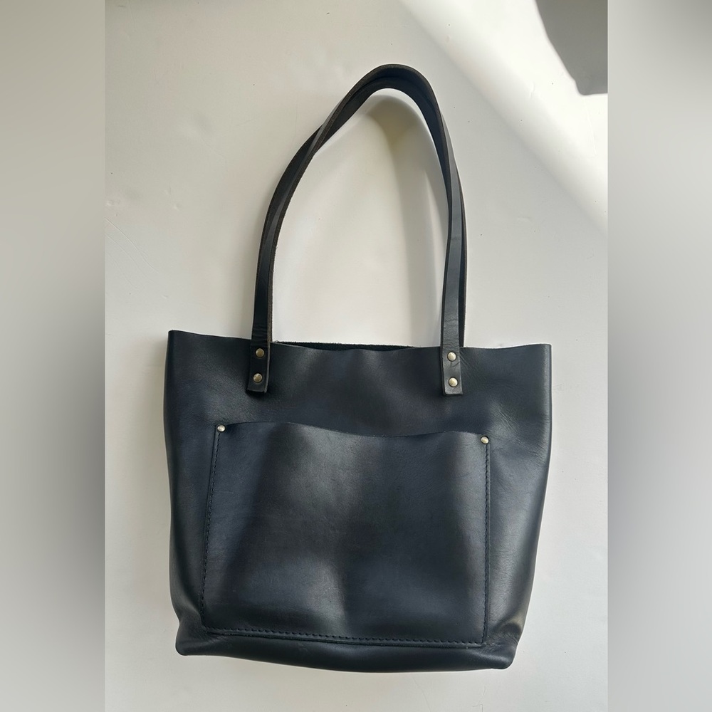 Portland Leather Goods Black Tote Bag + Accessory Insert